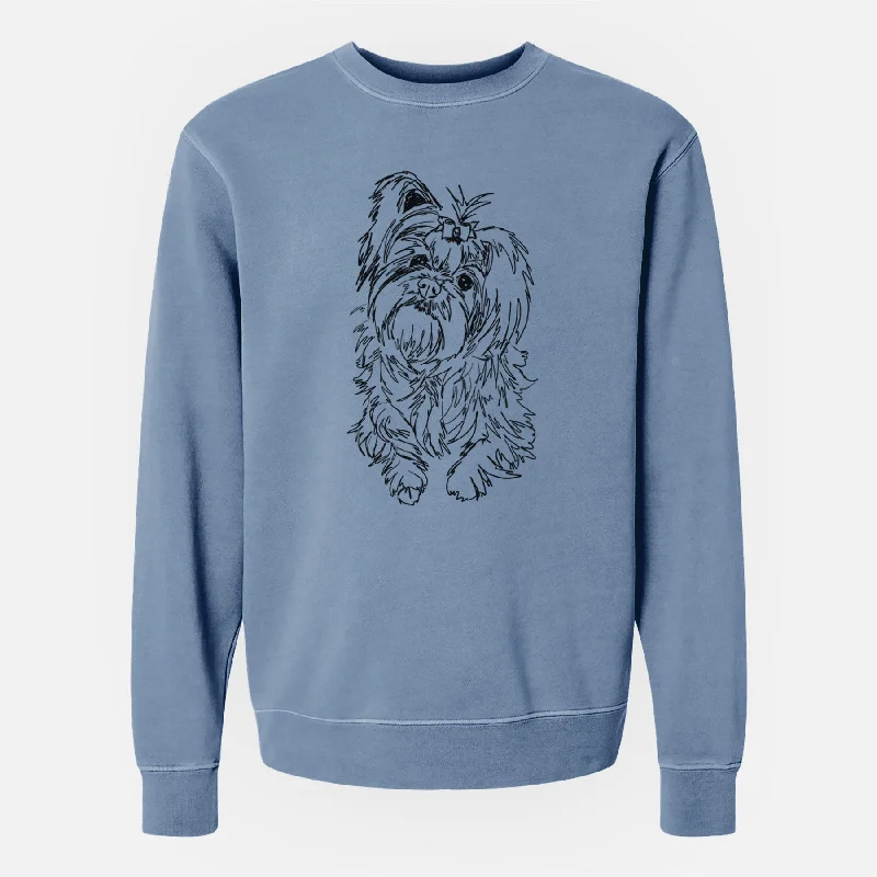 Doodled Sebastian the Carkie - Unisex Pigment Dyed Crew Sweatshirt Hoodie with Drop Shoulder Relaxed Streetwear Doodled Sebastian the Carkie - Unisex Pigment Dyed Crew Sweatshirt Hoodie with Drop Shoulder Relaxed Streetwear