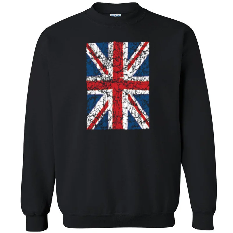 Zexpa Apparelâ„¢ Distressed Union Jack Flag Mini Unisex Crewneck British Flag UK Sweatshirt Hoodie with Mock Neck Collared Structured Zexpa Apparelâ„¢ Distressed Union Jack Flag Mini Unisex Crewneck British Flag UK Sweatshirt Hoodie with Mock Neck Collared Structured
