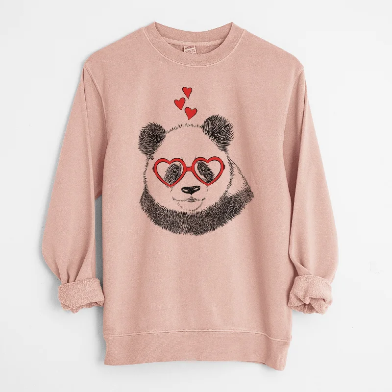 Valentine Po the Panda - Unisex Pigment Dyed Crew Sweatshirt Hoodie with Hem Elastic Stretchable Comfortable Valentine Po the Panda - Unisex Pigment Dyed Crew Sweatshirt Hoodie with Hem Elastic Stretchable Comfortable
