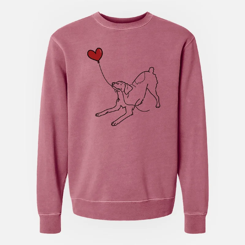 Brittany Spaniel Heart String - Unisex Pigment Dyed Crew Sweatshirt Hoodie with Ribbed Cuffs Snug Fit Comfort Brittany Spaniel Heart String - Unisex Pigment Dyed Crew Sweatshirt Hoodie with Ribbed Cuffs Snug Fit Comfort