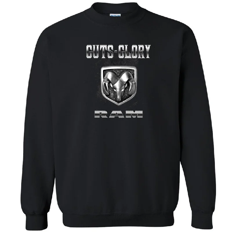 Zexpa Apparelâ„¢ Licensed Guts Glory Ram Unisex Crewneck American Tradition Sweatshirt Hoodie with Longline Fit Extended Stylish