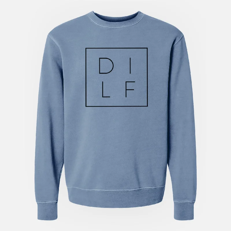 Dilf Boxed - Unisex Pigment Dyed Crew Sweatshirt Hoodie with Slit Hem Functional Movement Dilf Boxed - Unisex Pigment Dyed Crew Sweatshirt Hoodie with Slit Hem Functional Movement