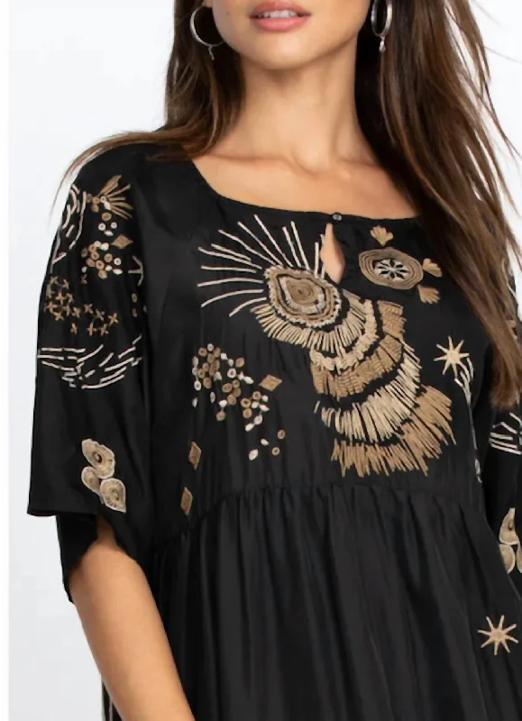 Antonia Raglan Tiered Dress In Black Tunics Velvet soft