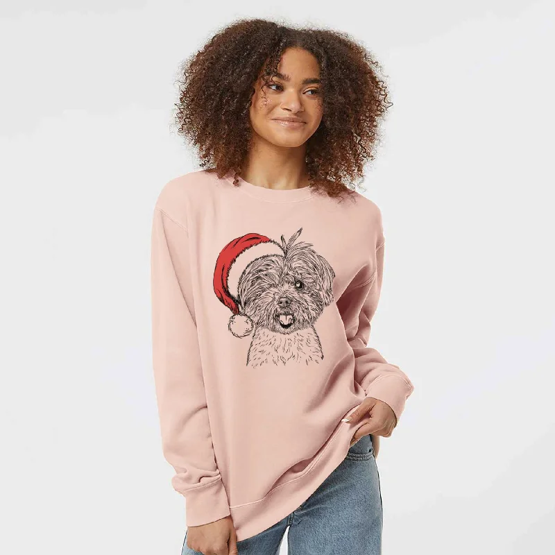 Santa Oliver the Yorkie Mix - Unisex Pigment Dyed Crew Sweatshirt Hoodie with Logo Branding Identity Santa Oliver the Yorkie Mix - Unisex Pigment Dyed Crew Sweatshirt Hoodie with Logo Branding Identity