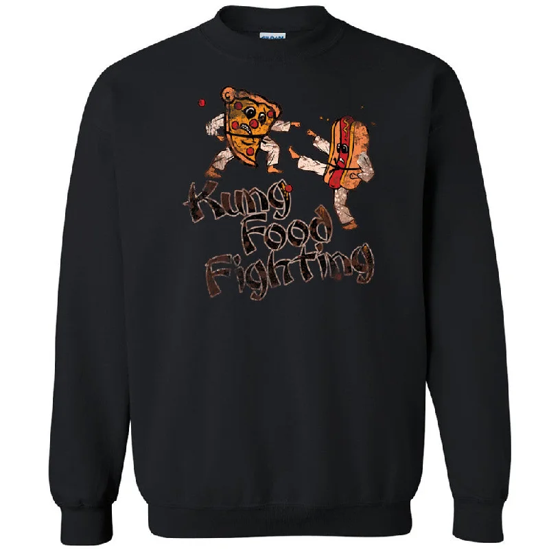 Zexpa Apparelâ„¢ Kung Food Fighting Unisex Crewneck Pizza vs Hotdog Funny Design Sweatshirt Hoodie with Set-In Sleeves Structured Classic Zexpa Apparelâ„¢ Kung Food Fighting Unisex Crewneck Pizza vs Hotdog Funny Design Sweatshirt Hoodie with Set-In Sleeves Structured Classic