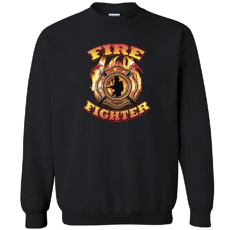 Zexpa Apparelâ„¢ Fire Fighters Unisex Crewneck 9/11 Heros Never Forget Honor Sweatshirt Hoodie with Rhinestones Sparkly Elegant
