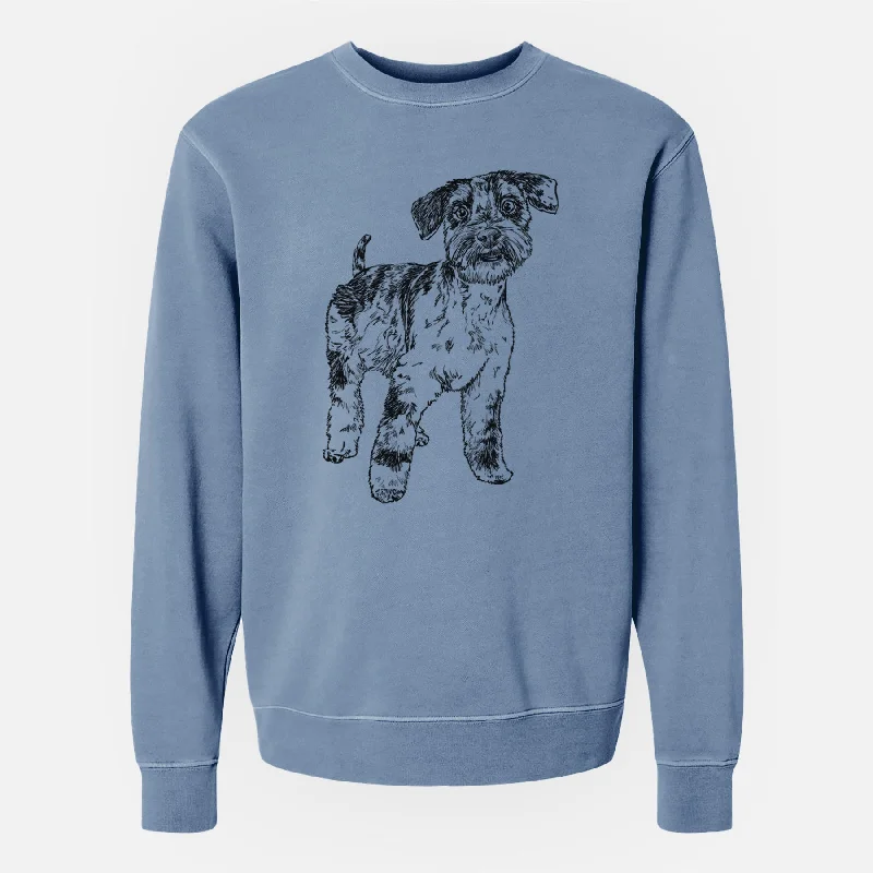 Doodled Oliver the Blue Merle Mini Schnauzer - Unisex Pigment Dyed Crew Sweatshirt Hoodie with Tie-Dye Psychedelic Retro Doodled Oliver the Blue Merle Mini Schnauzer - Unisex Pigment Dyed Crew Sweatshirt Hoodie with Tie-Dye Psychedelic Retro