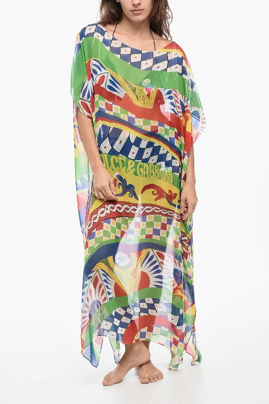 Dolce & Gabbana Printed Silk Kaftan Dress 38 Italian size Tunics Bridal satin