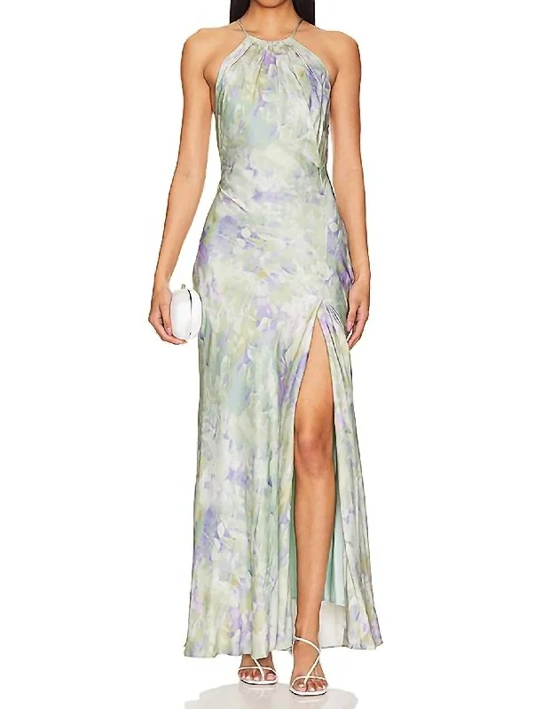 Elynor Dress In Purple Abstract Tunics Silk luxurious