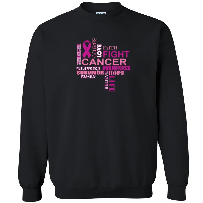 Zexpa Apparelâ„¢ Family Support Hope Faith Unisex Crewneck Breast Cancer Month Sweatshirt Hoodie with Monochrome Minimalist Simple Zexpa Apparelâ„¢ Family Support Hope Faith Unisex Crewneck Breast Cancer Month Sweatshirt Hoodie with Monochrome Minimalist Simple