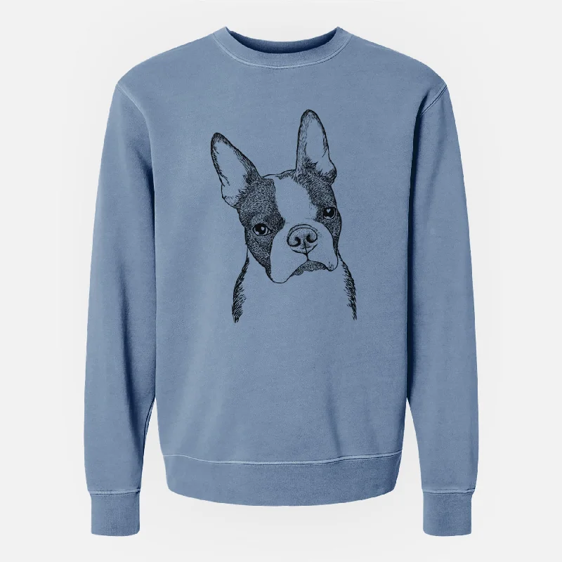 Bare Samuel the Boston Terrier - Unisex Pigment Dyed Crew Sweatshirt Hoodie with Puffed Sleeves Voluminous Trendy Bare Samuel the Boston Terrier - Unisex Pigment Dyed Crew Sweatshirt Hoodie with Puffed Sleeves Voluminous Trendy