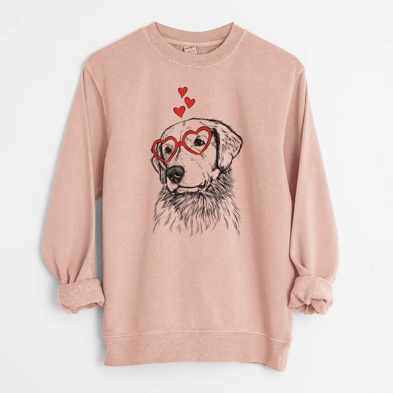 Valentine Quinn the Golden Retriever - Unisex Pigment Dyed Crew Sweatshirt Hoodie with Drawstring Waist Adjustable Fitted Valentine Quinn the Golden Retriever - Unisex Pigment Dyed Crew Sweatshirt Hoodie with Drawstring Waist Adjustable Fitted
