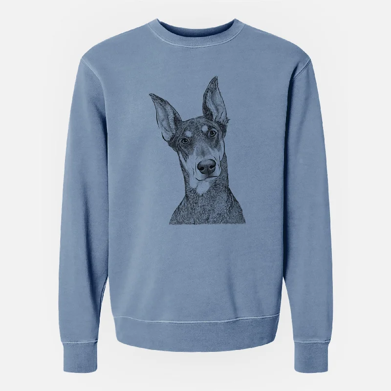 Bare Jenna the Doberman Pinscher - Unisex Pigment Dyed Crew Sweatshirt Hoodie with Puffed Sleeves Voluminous Trendy Bare Jenna the Doberman Pinscher - Unisex Pigment Dyed Crew Sweatshirt Hoodie with Puffed Sleeves Voluminous Trendy