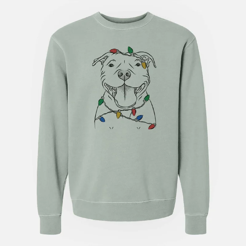 Christmas Lights Wafer the Staffordshire Bull Terrier - Unisex Pigment Dyed Crew Sweatshirt Hoodie with Ribbed Cuffs Snug Fit Comfort Christmas Lights Wafer the Staffordshire Bull Terrier - Unisex Pigment Dyed Crew Sweatshirt Hoodie with Ribbed Cuffs Snug Fit Comfort