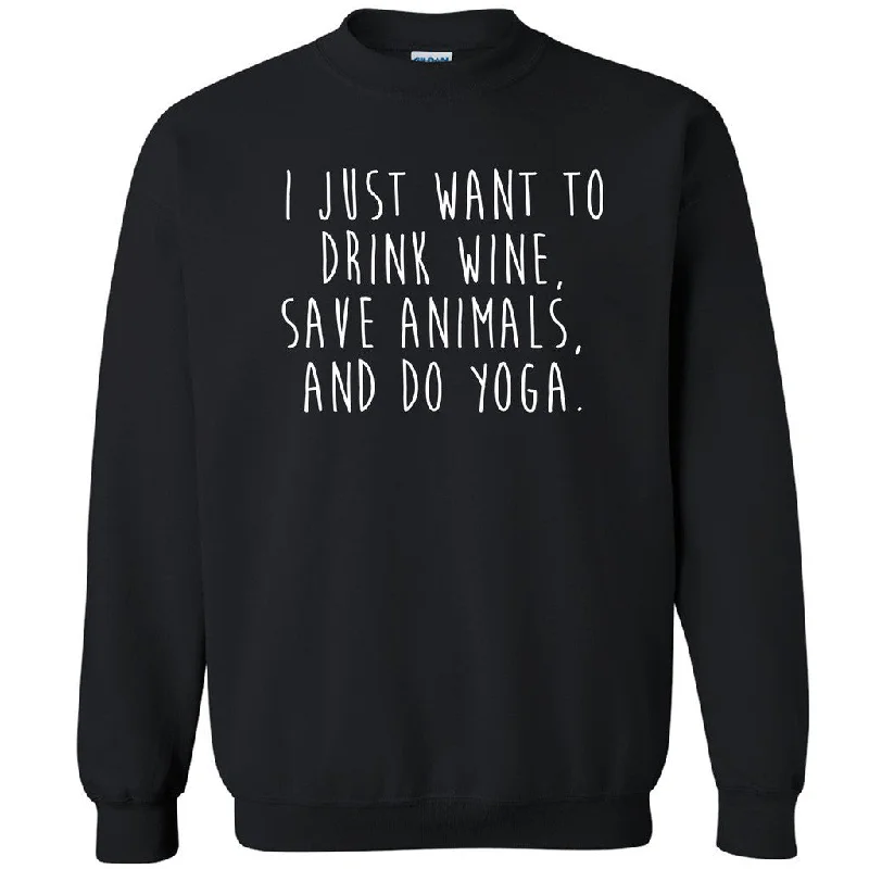 Zexpa Apparelâ„¢ Drink Wine Save Animals Do Yoga Unisex Crewneck Namaste Lotus Sweatshirt Hoodie with Raglan Sleeves Sporty Comfortable Zexpa Apparelâ„¢ Drink Wine Save Animals Do Yoga Unisex Crewneck Namaste Lotus Sweatshirt Hoodie with Raglan Sleeves Sporty Comfortable
