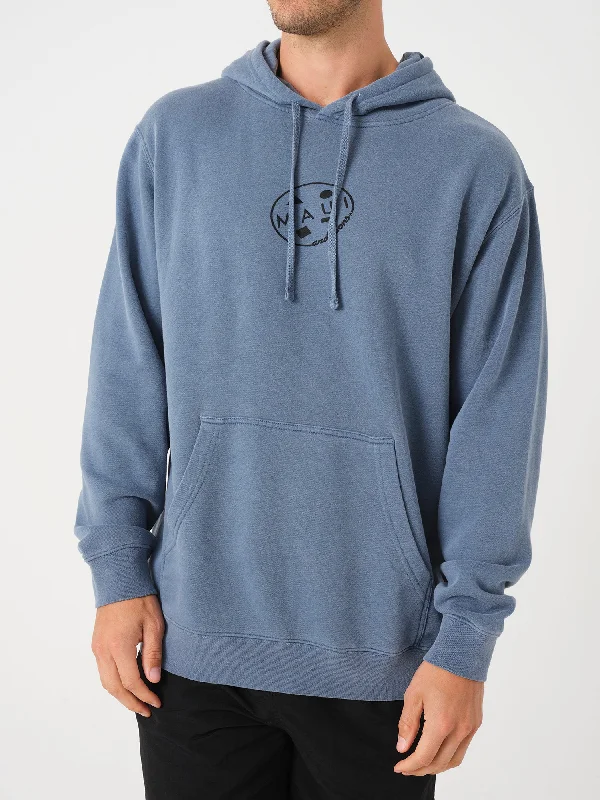 Retro Cookie Hoodie in Slate Blue Hoodie with High-Low Hem Asymmetrical Trendy