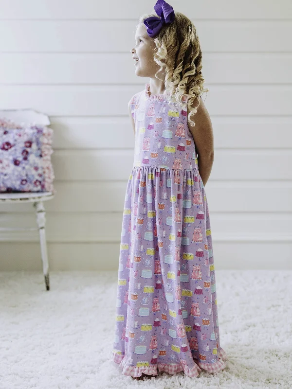 Maxi Play Dress - Happiest Day Purple sweetheart Neckline Romantic