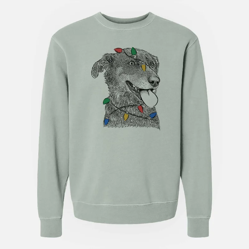 Christmas Lights Daisy the Australian Shepherd Mix - Unisex Pigment Dyed Crew Sweatshirt Graphic Hoodie Design Print Christmas Lights Daisy the Australian Shepherd Mix - Unisex Pigment Dyed Crew Sweatshirt Graphic Hoodie Design Print