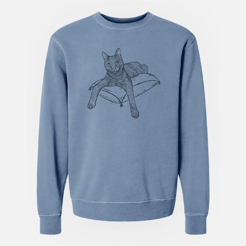 Doodled Tommy the Cat - Unisex Pigment Dyed Crew Sweatshirt Hoodie with Mesh Breathable Sporty Doodled Tommy the Cat - Unisex Pigment Dyed Crew Sweatshirt Hoodie with Mesh Breathable Sporty