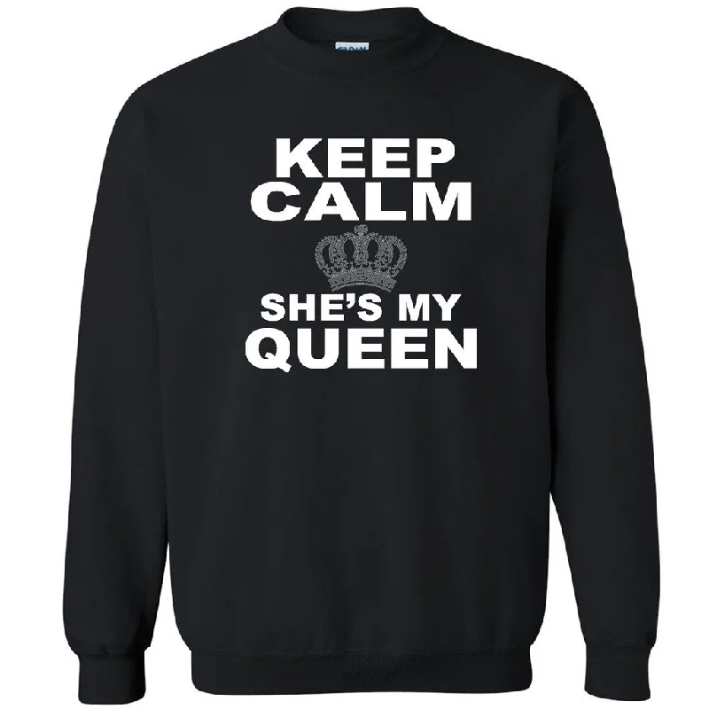 Zexpa Apparelâ„¢ Keep Calm She's My Queen Unisex Crewneck Couple Matching Gift Sweatshirt Hoodie with Puffed Sleeves Voluminous Trendy Zexpa Apparelâ„¢ Keep Calm She's My Queen Unisex Crewneck Couple Matching Gift Sweatshirt Hoodie with Puffed Sleeves Voluminous Trendy