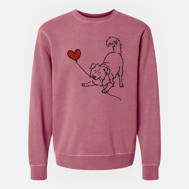 Border Collie Heart String - Unisex Pigment Dyed Crew Sweatshirt Hoodie with Full-Zip Functional Layering Border Collie Heart String - Unisex Pigment Dyed Crew Sweatshirt Hoodie with Full-Zip Functional Layering