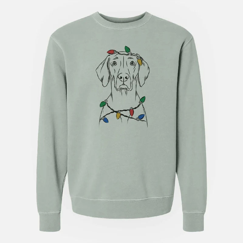 Christmas Lights Walter the Weimaraner - Unisex Pigment Dyed Crew Sweatshirt Hoodie with Embroidery Detailed Premium Christmas Lights Walter the Weimaraner - Unisex Pigment Dyed Crew Sweatshirt Hoodie with Embroidery Detailed Premium