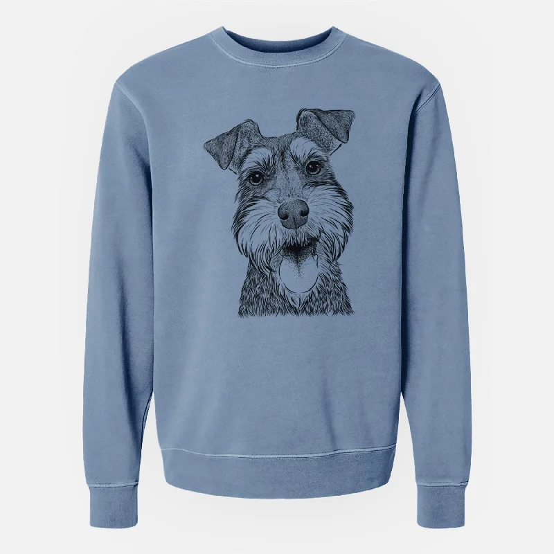 Bare Bernadette the Mini Schnauzer - Unisex Pigment Dyed Crew Sweatshirt Hoodie with Pastel Soft Subtle Bare Bernadette the Mini Schnauzer - Unisex Pigment Dyed Crew Sweatshirt Hoodie with Pastel Soft Subtle