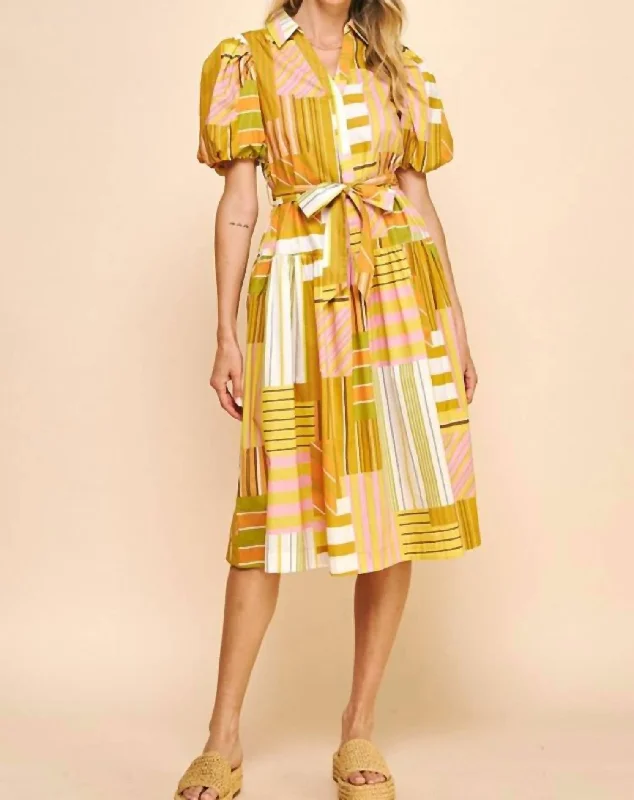 Sofia Dress In Yellow Multi Elegant Long Evening