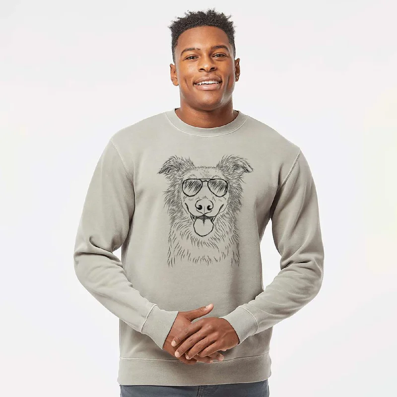 Aviator Ruxtin the Mixed Breed - Unisex Pigment Dyed Crew Sweatshirt Hoodie with Cuffed Sleeves Snug Secure Aviator Ruxtin the Mixed Breed - Unisex Pigment Dyed Crew Sweatshirt Hoodie with Cuffed Sleeves Snug Secure