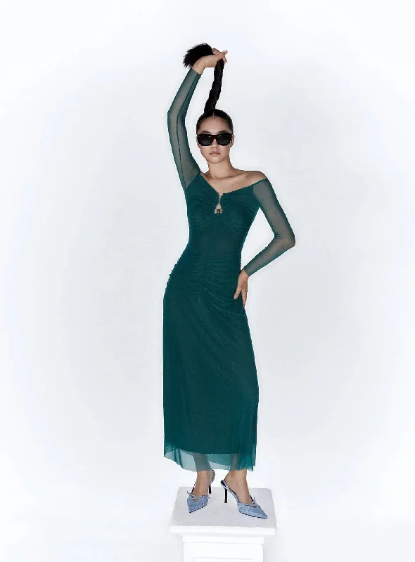 NAOMI GREEN TULLE DRESS Tunics Fashionable chic