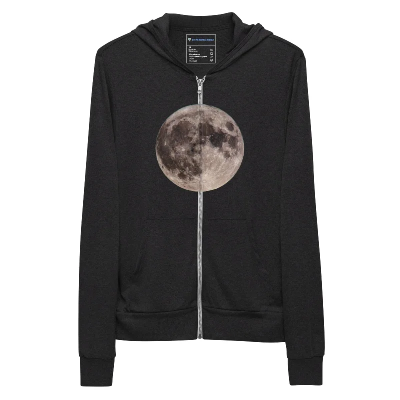 “Blue Moon Supermoon” Full Moon Hoodie (Zip-Up Adult Unisex) Hoodie with Stripes Bold Sporty “Blue Moon Supermoon” Full Moon Hoodie (Zip-Up Adult Unisex) Hoodie with Stripes Bold Sporty