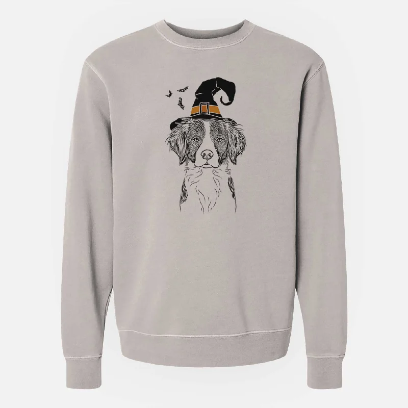 Witch Remi the Brittany - Unisex Pigment Dyed Crew Sweatshirt Hoodie with Hidden Zipper Minimalist Clean Witch Remi the Brittany - Unisex Pigment Dyed Crew Sweatshirt Hoodie with Hidden Zipper Minimalist Clean