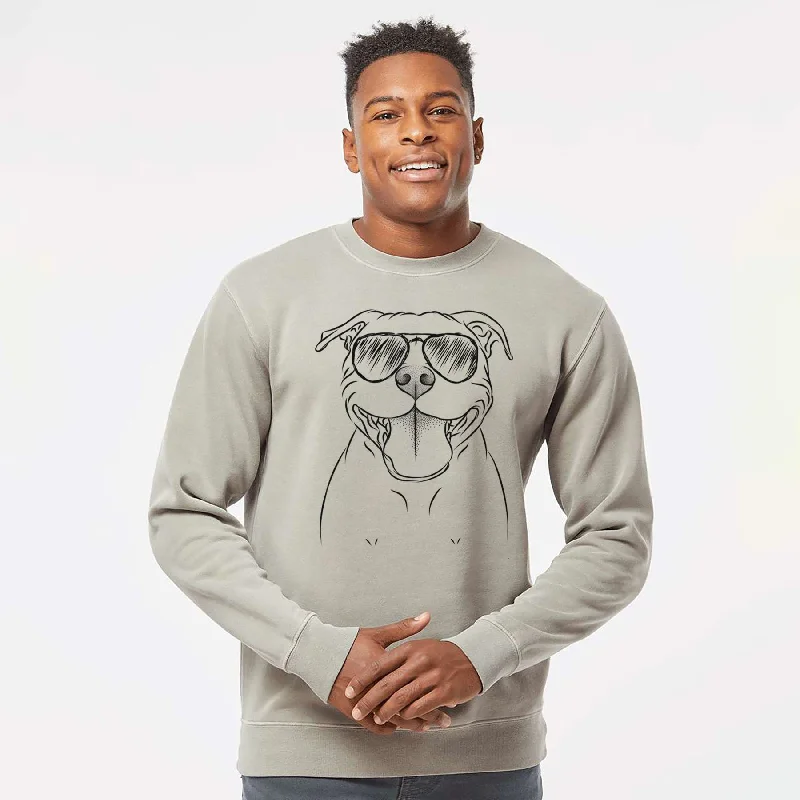 Aviator Wafer the Staffordshire Bull Terrier - Unisex Pigment Dyed Crew Sweatshirt Hoodie with Ribbed Hem Stretchable Secure Aviator Wafer the Staffordshire Bull Terrier - Unisex Pigment Dyed Crew Sweatshirt Hoodie with Ribbed Hem Stretchable Secure