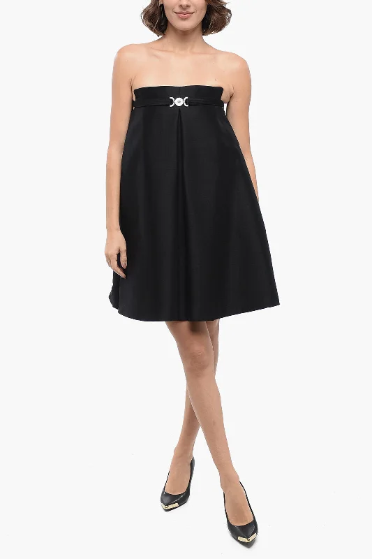 Versace Sleeveless A-line Dress with Placket Pleats Tunics Business professional
