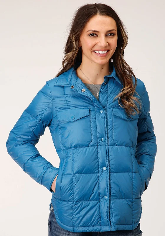 Roper Womens Teal Blue Nylon Parachute Down Fill Jacket Denim Jacket Leather Jacket Suede Jacket Roper Womens Teal Blue Nylon Parachute Down Fill Jacket Denim Jacket Leather Jacket Suede Jacket