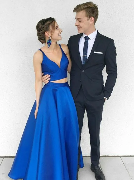 Charming Royal Blue Two Pieces Long Prom Dress Party Dresses cg1920 Tunics Summer linen Charming Royal Blue Two Pieces Long Prom Dress Party Dresses cg1920 Tunics Summer linen