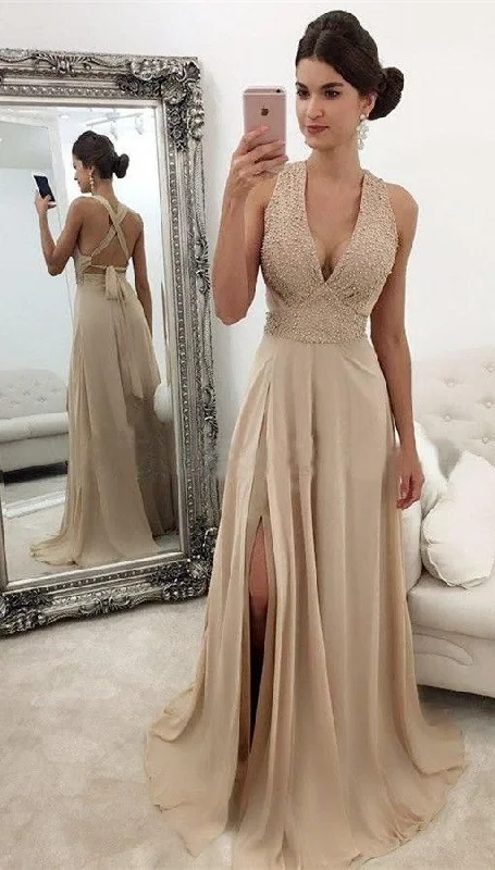 Backless V-neck Long Prom Dress ,Beaded Formal Dresses ,Modest Wedding Party Dress cg3229 Boat Neckline Classic Backless V-neck Long Prom Dress ,Beaded Formal Dresses ,Modest Wedding Party Dress cg3229 Boat Neckline Classic