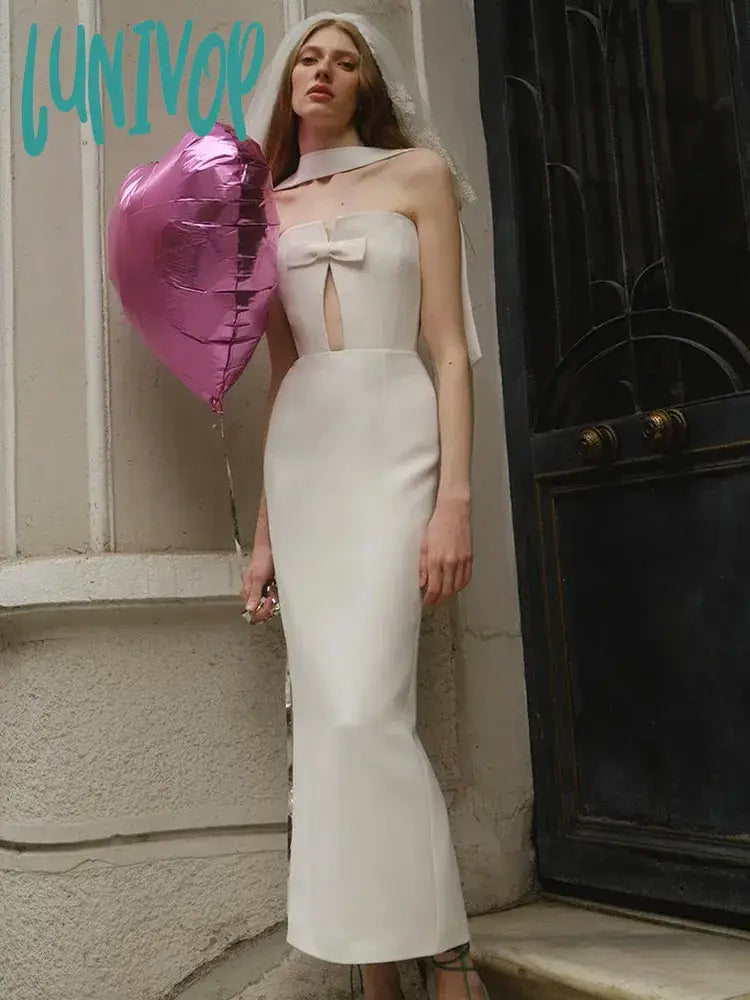 Lunivop ew Sexy Women Maxi Long Bodycon Bandage Dress Strapless Bow Choker Design Vestidos Elegantes Para Mujer Evening Party Dresses Tunics Chic elegant Lunivop ew Sexy Women Maxi Long Bodycon Bandage Dress Strapless Bow Choker Design Vestidos Elegantes Para Mujer Evening Party Dresses Tunics Chic elegant