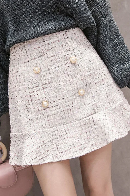 TWEED SKIRTS CHANEL STYLE PLAID SKIRT velvet skirt luxurious