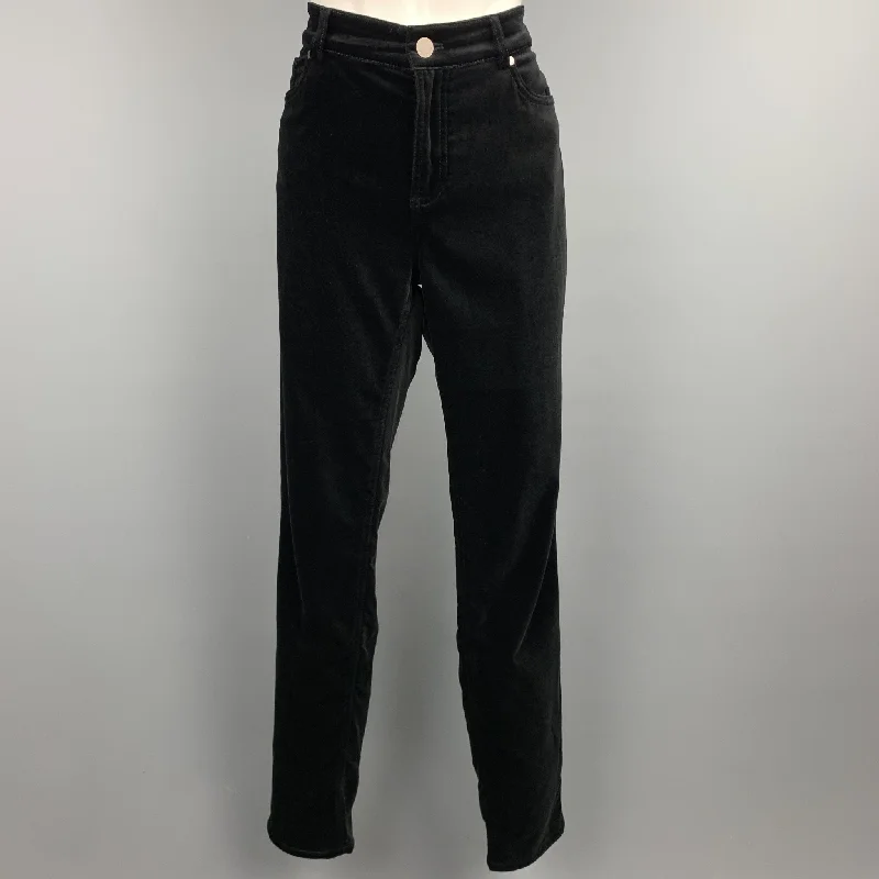 LORO PIANA Size 12 Black Cotton Slim Fit Dress Pants Formal Slim Pants
