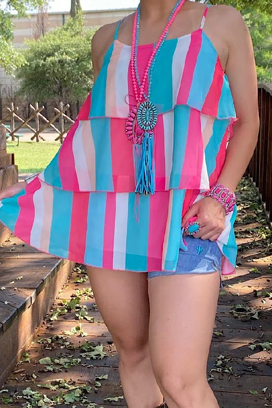 GJQ13150 Multi color striped tank top athletic tank top