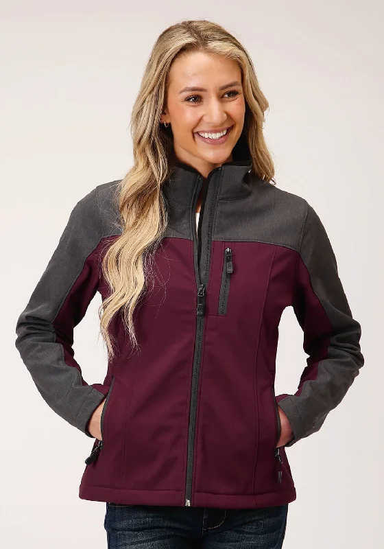 Roper Womens Wine/Grey Polyester PCD Softshell Jacket Jersey Jacket Tulle Jacket Batik Jacket Roper Womens Wine/Grey Polyester PCD Softshell Jacket Jersey Jacket Tulle Jacket Batik Jacket