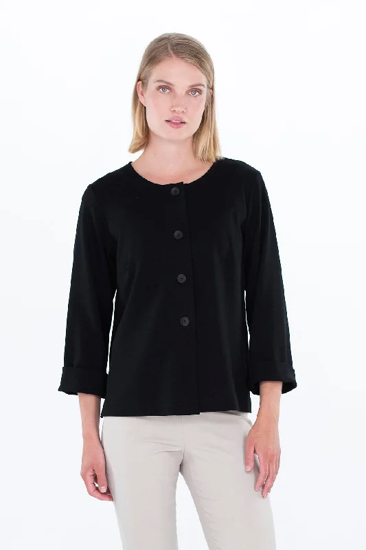 Serata Knit Jacket Black Fitted Jacket Loose Jacket Oversized Jacket