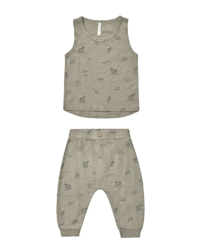 Rylee + Cru Collective Tank & Slouch Pant Set tie dye tank