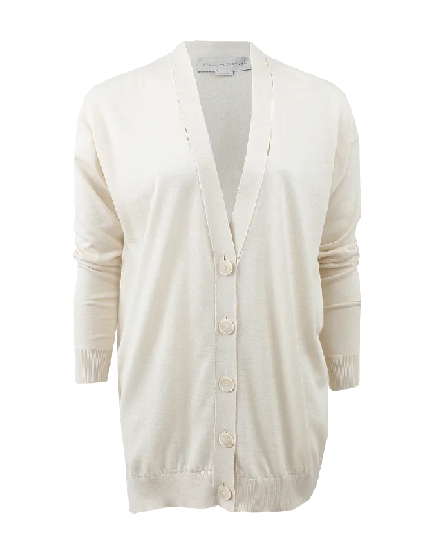 V-Neck Cardigan With Slits Tailored Straight A-Line