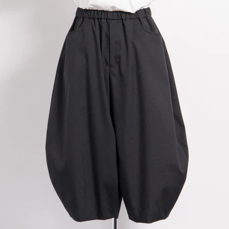 BLACK Comme des Garçons Gabardine Pants (Black) Stylish Paperbag Waist Pants
