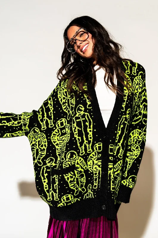 Interstellar Oversized Cardigan Welt Pockets Slit Pockets Flap Pockets