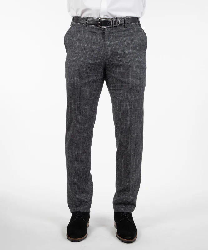 Heritage Flat Front Super 130s Check Pant Comfy Cargo Trousers