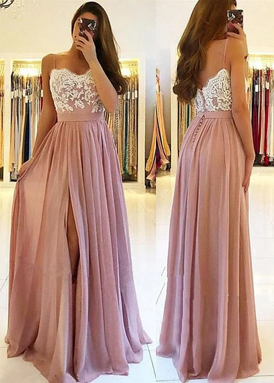 Charming A Line Sweetheart Split White and Blush Lace Long Prom Dresses, Elegant Formal Evening Party Dresses cg1068 Chiffon Maxi Beach Charming A Line Sweetheart Split White and Blush Lace Long Prom Dresses, Elegant Formal Evening Party Dresses cg1068 Chiffon Maxi Beach