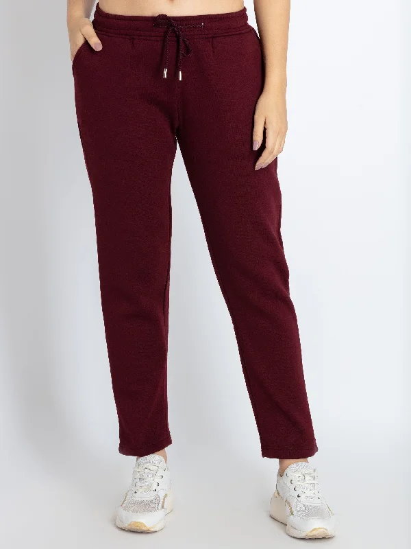 Womens Solid Regular Fit Track Pants Cozy Full-Length Pants